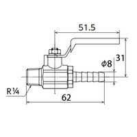 エスコ R 1/4”x 8.0mm ミニボールバルブ(ホースニップル付) EA425AG-128 1セット(5個)（直送品）