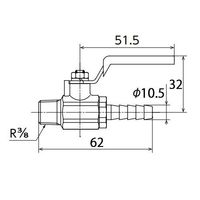 エスコ R 3/8”x10.5mm ミニボールバルブ(ホースニップル付) EA425AG-130 1セット(5個)（直送品）
