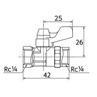 エスコ Rc1/4”xR 1/4” ミニボールバルブ(メッキ無) EA425AG-152 1セット(10個)（直送品）