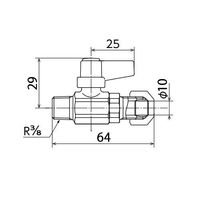 エスコ R 3/8”x10.0mm ミニボールバルブ(リングジョイント付) EA425AH-25 1セット(4個)（直送品）