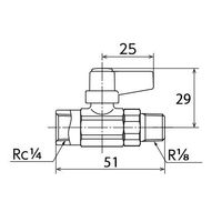 エスコ Rc1/4”xR 1/8” ミニボールバルブ EA425AJ-33 1セット(5個)（直送品）