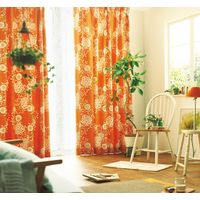 スミノエ デザインライフ セミオーダー カーテン ハナカザリ 1800×2500mm オレンジ １セット(2枚入)（直送品）