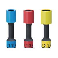 エスコ 1/2”DRx 7・19・21mm ホイールナットインパクトソケット(薄肉 EA164KG 1セット（直送品）