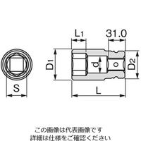 エスコ 1”DR/55mm ディープインパクトソケット EA164NL-255 1個（直送品）