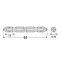 エスコ #2x 65 ドライバービット(マグネット付/20本) EA813AB-65 1セット(3パック:1パック×3組)（直送品）