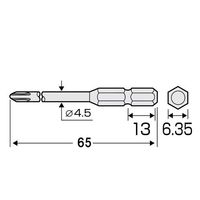 エスコ #2x 65mm 喰い付ビット(マグネット付)2本組 EA813A-75A 1セット(15パック)（直送品）
