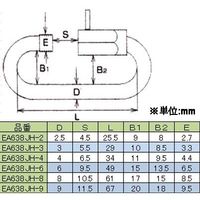 エスコ 4.0x 34mm ピン止めリングキャッチ(ステンレス) EA638JH-4 1セット(10個)（直送品）