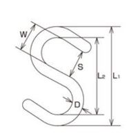 エスコ 53x 6.0mm Sフック(ステンレス製) EA638EG-31 1セット(15個)（直送品）