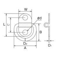 エスコ 26x20mm ウォール金具(ステンレス製) EA638BT-23 1セット(20個)（直送品）