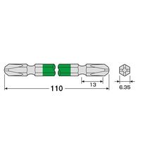 エスコ #3x110mm カラービット(マグネット付/2本組) EA813AA-32 1セット(15パック)（直送品）
