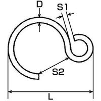エスコ 42x 4.0mm Sフック(ステンレス製/5個) EA638EG-7 1セット(50個:5個×10袋)（直送品）