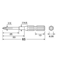 エスコ # 0x 65mm [極小ネジ用]カラービット(2本組) EA813A-36 1セット(15パック)（直送品）