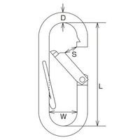 エスコ 57x18x5.0mm 抜け止付カラビナ(ステンレス製) EA638JK-1 1セット(10個)（直送品）