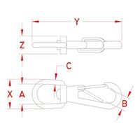 エスコ 73.9mm スイベルアイスナップ(ステンレス製) EA638FP-10 1セット(10個)（直送品）
