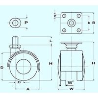 エスコ 50mm キャスター(ツインホイール・ブレーキ付) EA986TD-150 1セット(5個)（直送品）