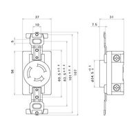 エスコ 250V/20A 埋込コンセント(3P) EA940CL-15 1セット(10個)（直送品）
