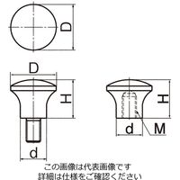 エスコ M6x10mm/φ21mm 雄ねじノブ(フェノール樹脂) EA948B-2 1セット(15個)（直送品）