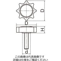 エスコ M12x50mm/65mm 雄ねじ菊ノブ(ナイロン) EA948AY-55 1セット(10個)（直送品）