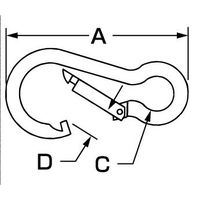 エスコ 98x 9.5mm スナップフック(ステンレス製) EA638JP-5 1セット(10個)（直送品）