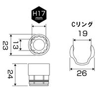 エスコ 17x 24mm オフセットアダプター用ソケット EA813A-317 1セット(5個)（直送品）
