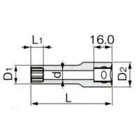 エスコ 1/2”DRx16mm ディープソケット EA618KN-16 1セット(4個)（直送品）