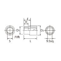 エスコ 3/8”DRx 1/2 ” ソケット(六角) EA618PK-107 1セット(10個)（直送品）