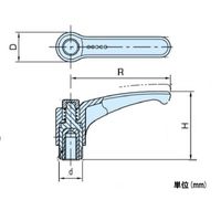 エスコ M6x30mm 雄ねじクランプレバー(操作レバー付 EA948CB-208 1セット(10個)（直送品）