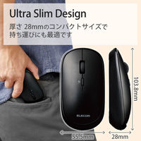 ワイヤレスマウス 無線 2.4GHz 4ボタン 薄型 モバイル ブラック M-TM10DBBK/EC エレコム 1個（直送品）