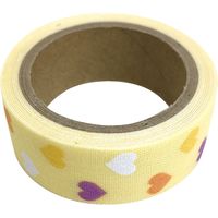 KAWAGUCHI ヌノデコテープ 1.5cm×1.2m きいろカラフルハート 11-854 1セット(3個)（直送品）