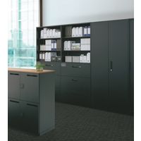 【組立設置込】プラス L6 オープン保管庫 5段 下置き用 幅900×奥行400×高さ1770mm ブラック 【要ベース】（直送品）