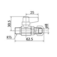 エスコ R 1/2”x 8.0mm ミニボールバルブ(リングジョイント付) EA425AH-26 1セット(4個)（直送品）