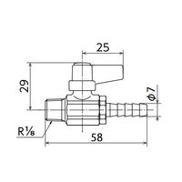 エスコ R 1/8”x 7.0mm ミニボールバルブ(ホースニップル付) EA425AJ-52 1セット(5個)（直送品）
