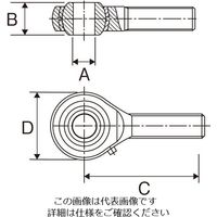 エスコ M16xP2.0 ロッドエンド(給油式/雄ねじ/左ねじ) EA966DC-16A 1セット(3個)（直送品）