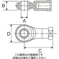 エスコ M16xP2.0 ロッドエンド(無給油式/雌ネジ/右ネジ) EA966DF-16A 1セット(3個)（直送品）