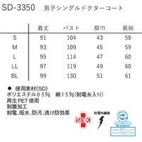 ナガイレーベン 男子シングルドクターコート Tネイビー M SD-3350 1枚　白衣　ドクターコート　メンズ