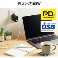 エレコム ノートPC向けACアダプター/PD認証/65W/Type-C1ポート/GaN(窒化ガリウム)/ブラック ACDC-PD1165BK 1個