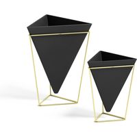 アントレックス Umbra トリッグ フラワーベース デスクオーガナイザー 幅140×奥行140 × 高さ175mm ブラック/ブラス 1セット(大 （直送品）