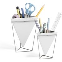 アントレックス Umbra トリッグ フラワーベース デスクオーガナイザー 幅140×奥行140×高さ175mm ホワイト/ニッケル 大小1セット（直送品）