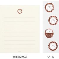 デザインフィル ミニレターセット シール付 ハリネズミ柄 86309006 1セット(3冊)
