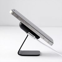 ワイヤレス充電器 スマホスタンド STAND ON 2WAY 急速充電対応 WS-STAND-CB チャコールブラック 1個 ロア・インターナショナル