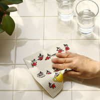 （100%天然素材）スポンジワイプ S 北欧ふきん セルロース 抜群の吸水力 リトルミイがいっぱい 1個 イーオクト