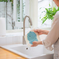 （100%天然素材）スポンジワイプ S 北欧ふきん セルロース 抜群の吸水力 カタカタ くま 1個 イーオクト