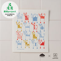 （100%天然素材）スポンジワイプ S 北欧ふきん セルロース 抜群の吸水力 キャッツ マルチカラー 1個 イーオクト