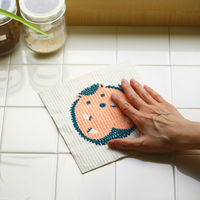 （100%天然素材）スポンジワイプ S 北欧ふきん セルロース 抜群の吸水力 カタカタ はりねずみ 1個 イーオクト