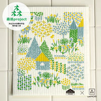 （100%天然素材）スポンジワイプ S 北欧ふきん セルロース 抜群の吸水力 点と線模様製作所 夏の村 1個 イーオクト