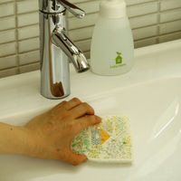 （100%天然素材）ポップアップスポンジ 水でふくらむ キッチンスポンジ 点と線模様製作所 夏の村 1個 イーオクト