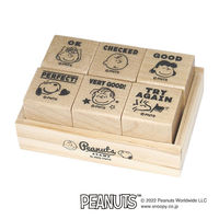 こどものかお スヌーピー 6Pスタンプ ピーナッツキャラクター評価印・英語 木製 2280-002 1セット（直送品）