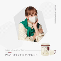 川本産業 MASMiX アンバーホワイト×ワインレッド 使い捨て　不織布　バイカラー　立体マスク 1袋(7枚入)