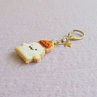 HOBBIX ビーズキット アイシングクッキー風ハロウィンキーホルダー アイシングかぼちゃおばけ PB-336 PB336 1セット(3個)（直送品）