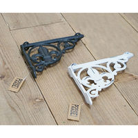 ポッシュリビング アイアンブラケット リーフ ホワイト W3.5×D22.5×H16.5cm キャストアイアン 62321 1セット(2個)（直送品）